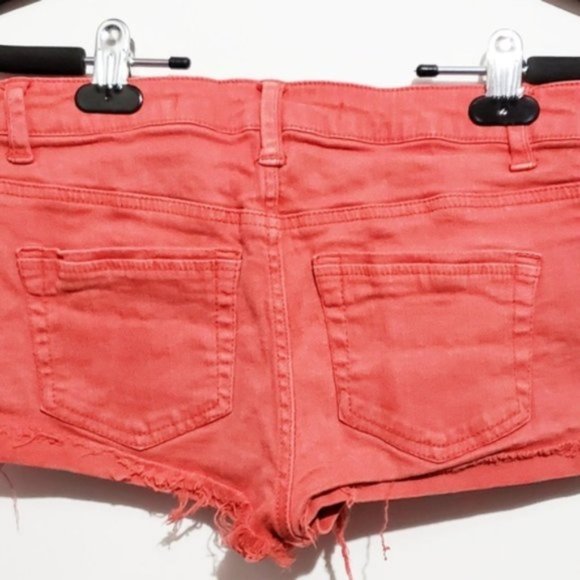 stretchy jeans shorts red orange red/ orange - Picture 5 of 8